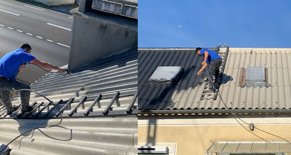 Nettoyage toiture : MT Rénov TARN couvreur dans le Tarn (81). Nettoyage, démoussage, protection anti-mousse couverture. Application d’un revêtement peinture hydrofuge coloré de toit